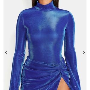 Solado royal blue Two piece bodysuit and mini skirt